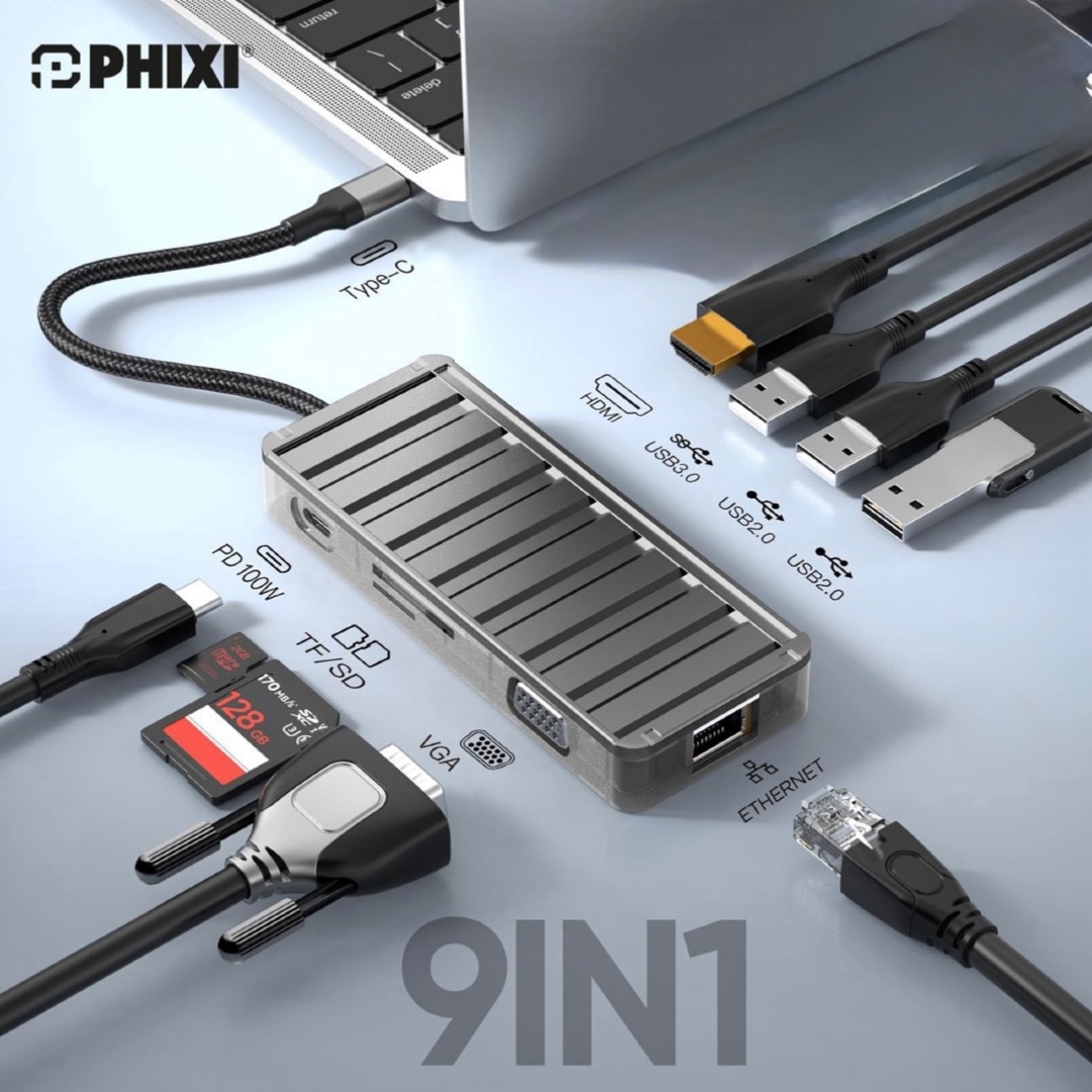 USB-C HUB multifunksional 9 in 1